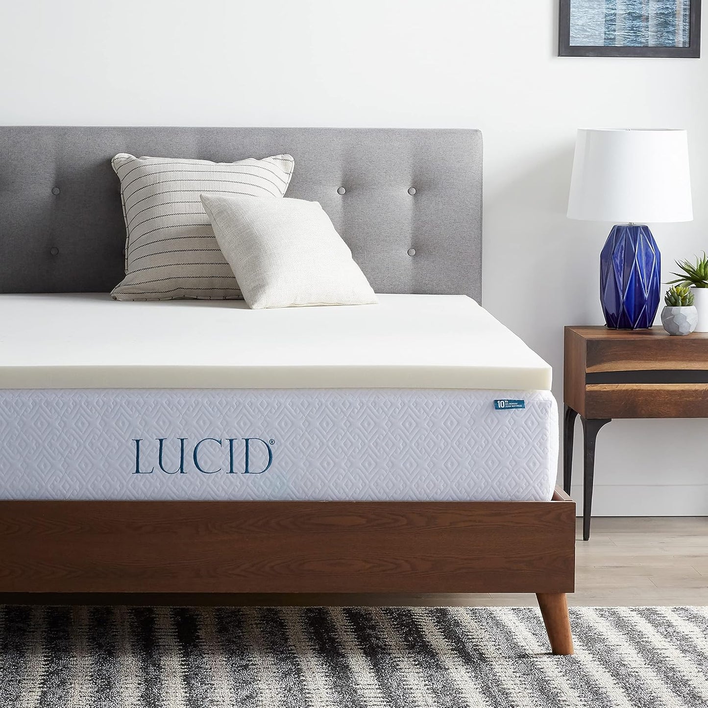 LUCID 2 Inch Traditional Foam Mattress Topper - Hypoallergenic - Ventilated - Conforming Support - Full