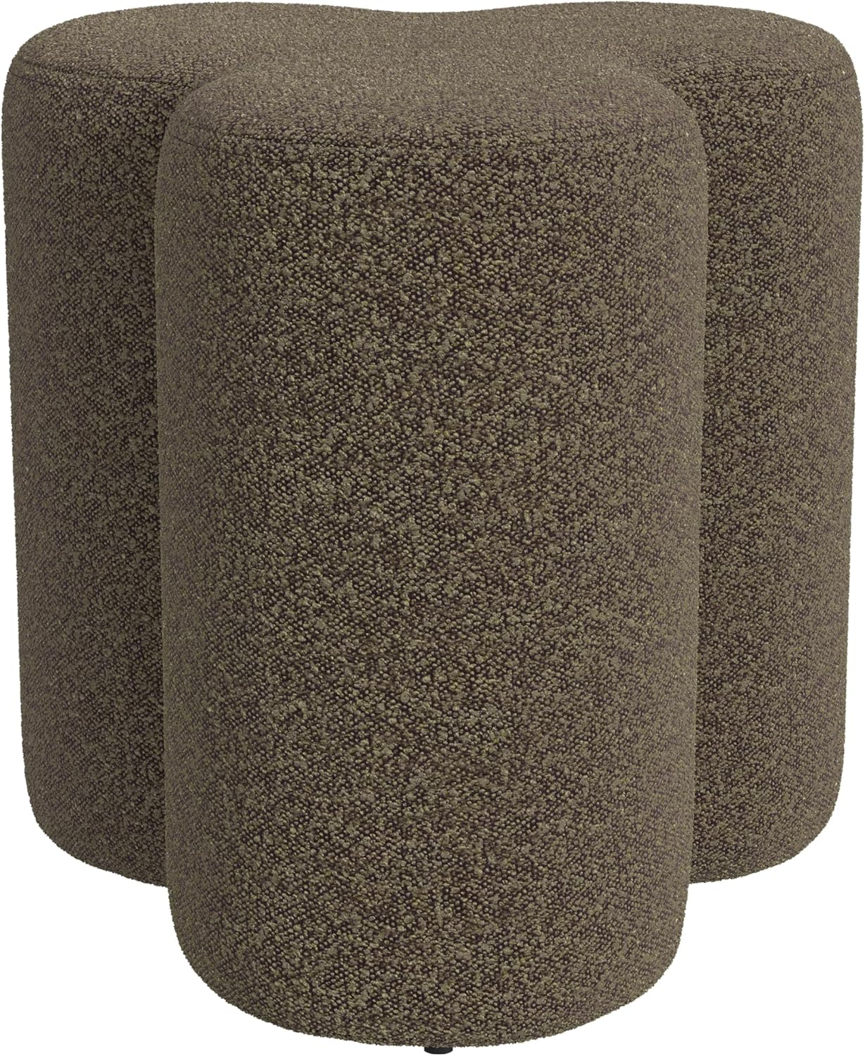 HomePop Upholstered Clover Shaped Ottoman (No Lid, Seat Only) Home Décor | Foot Rest Pouf – Dark Brown Boucle