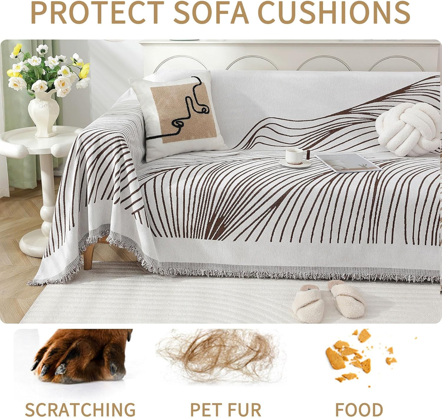 Non Slip Sofa Covers Couch Covers for 3 Cushion Couch Sofa Pet Friendly Washable Couch Covers for Sofa, Soft Thick Sectional Couch Covers L Shape Furniture Protector for Kids, Dogs 71" X134"