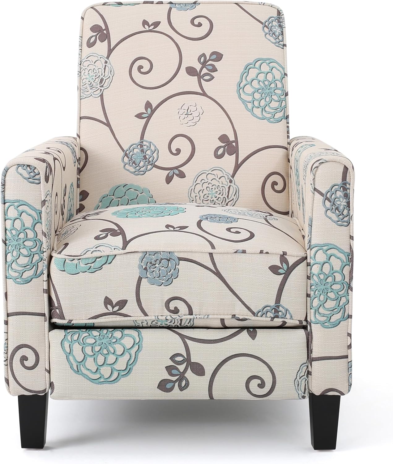 Christopher Knight Home Dufour White and Blue Floral Fabric Recliner 26.75D x 34W x 36.25H in