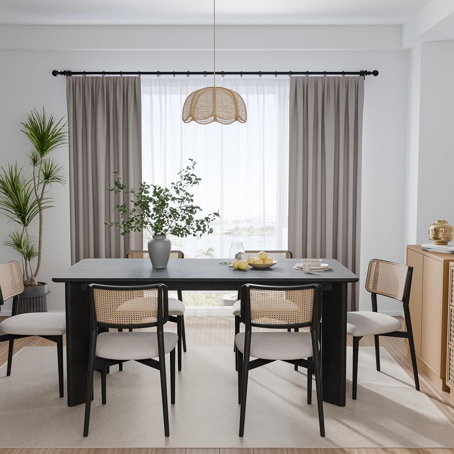 Casaphoria Wood Kitchen Table Set with 4 Chairs, 67" Rectangle Kitchen Table & Chairs Set for 4-6, Modern Farmhouse Dining Table for Living Room, Easy Assembly, Black