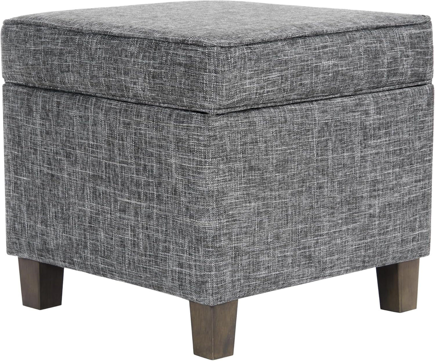HomePop Home Decor | K7342-F2182 | Classic Square Storage Ottoman with Lift Off Lid | Ottoman with Storage for Living Room & Bedroom, Slate Grey Large
