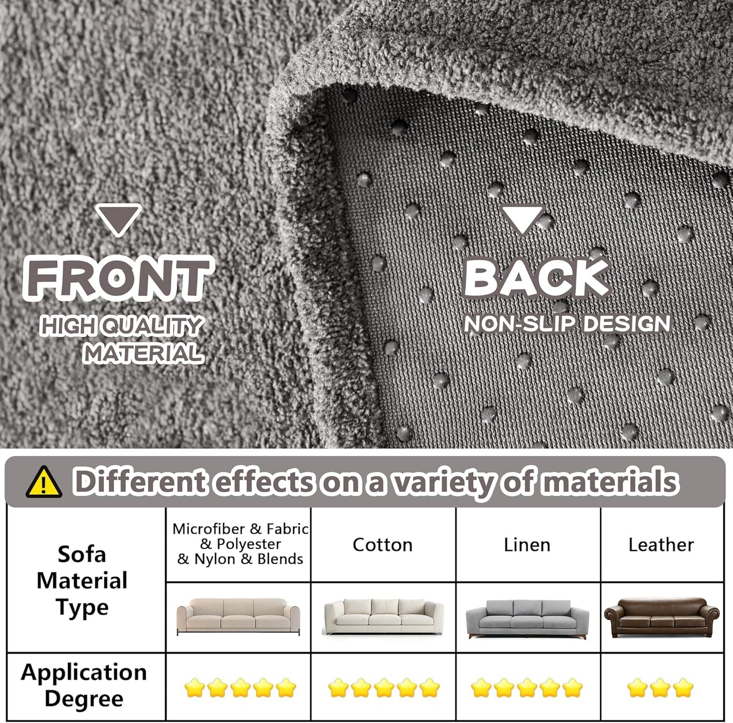 MYSKY HOME Couch Cover for 3 Cushion Couch Sofa, Couch Covers for Sofa, Dog Couch Protector, L Shape Sofa Cover Sofa Slipcovers Non-Slip Sofa Cover, Washable Furniture Cover for Pet, 71"x 150", Grey