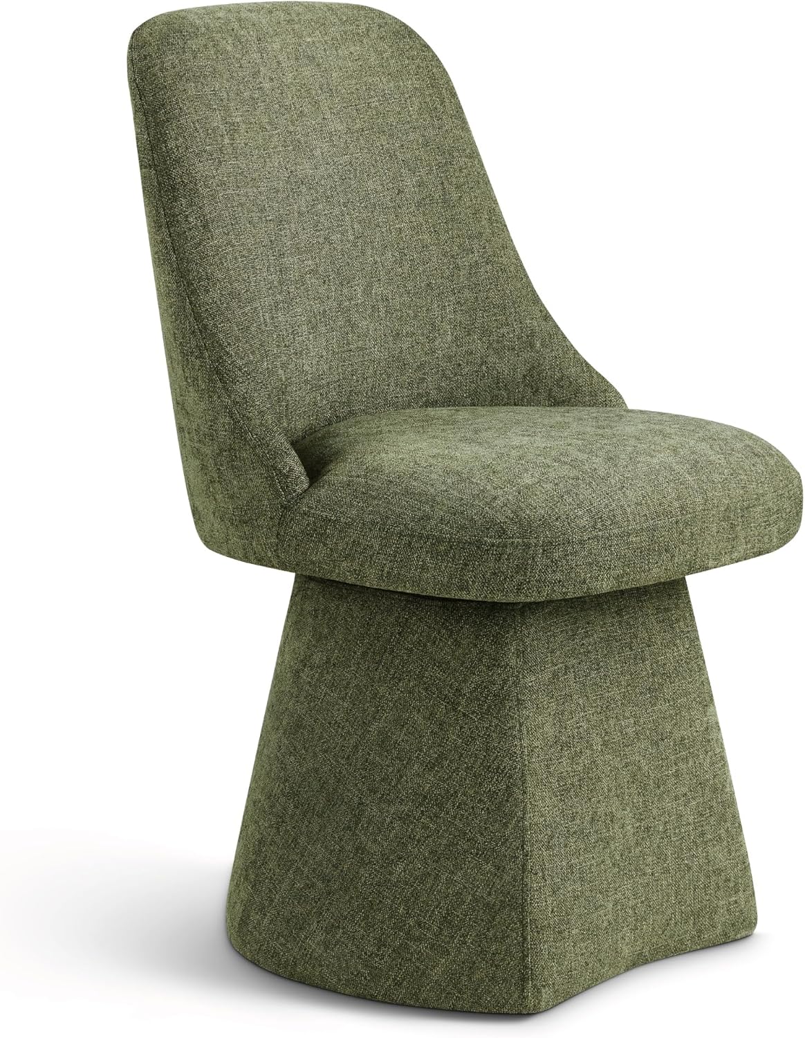 Swivel Dining Chair Mid Century Modern DeskChair High Back Upholstered Linen Fabric SideChair for Kitchen Diningroom Bedroom,Moss Green,1 Box
