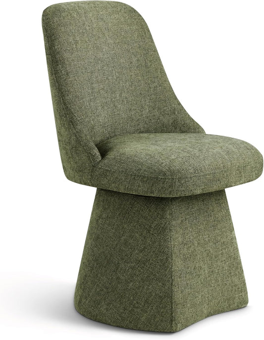 Swivel Dining Chair Mid Century Modern DeskChair High Back Upholstered Linen Fabric SideChair for Kitchen Diningroom Bedroom,Moss Green,1 Box