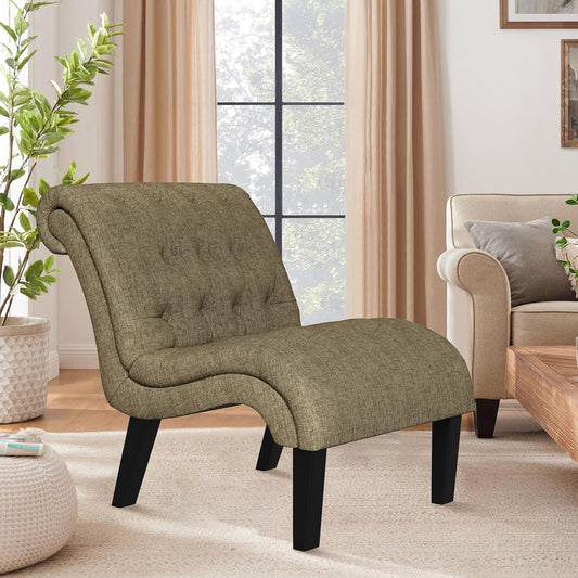 Yongqiang Accent Chair for Bedroom Living Room Modern Button Tufted Upholstered Armless Corner Chair with Wood Legs