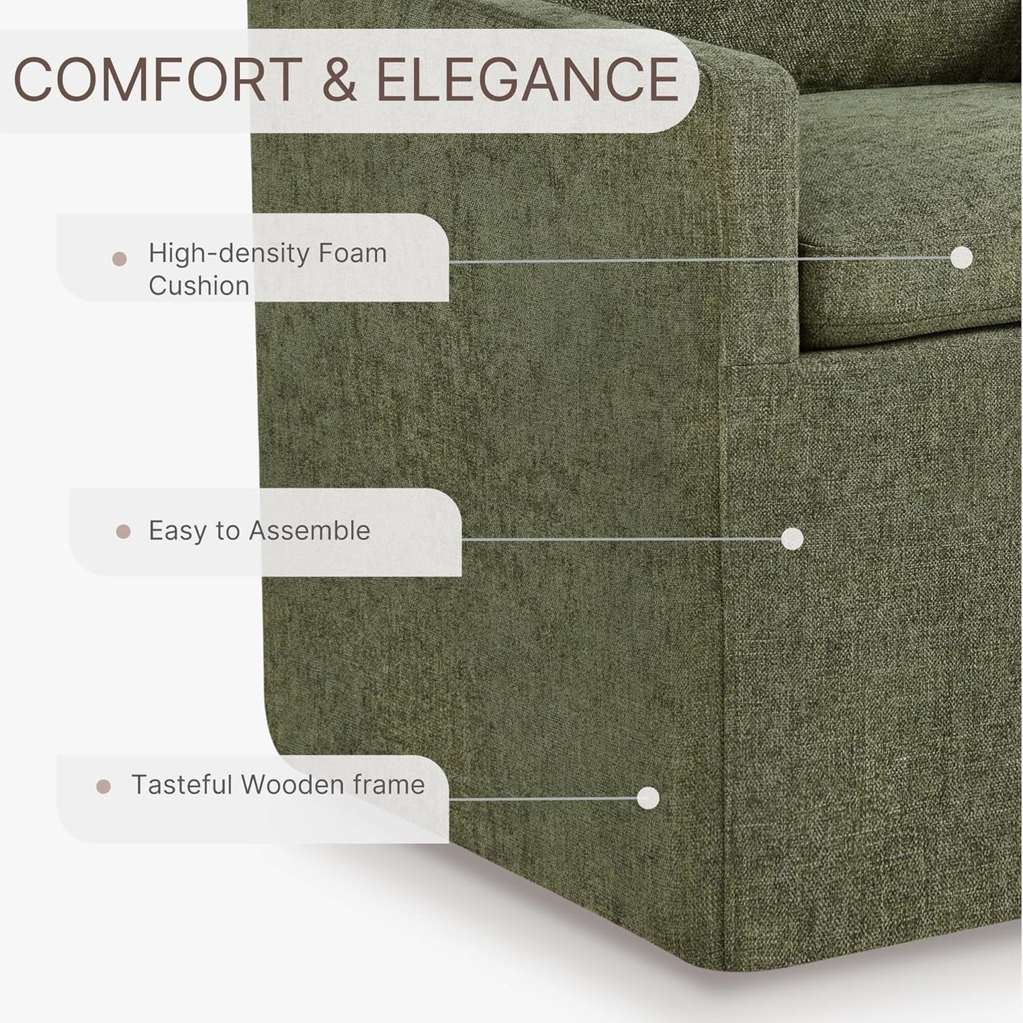 Upholstered Dining Chairs with Casters Easy Assembly Modern Accent Armchair with Rollers for Diningroom Bedroom Livingroom Reading Room,Green,2 Boxs