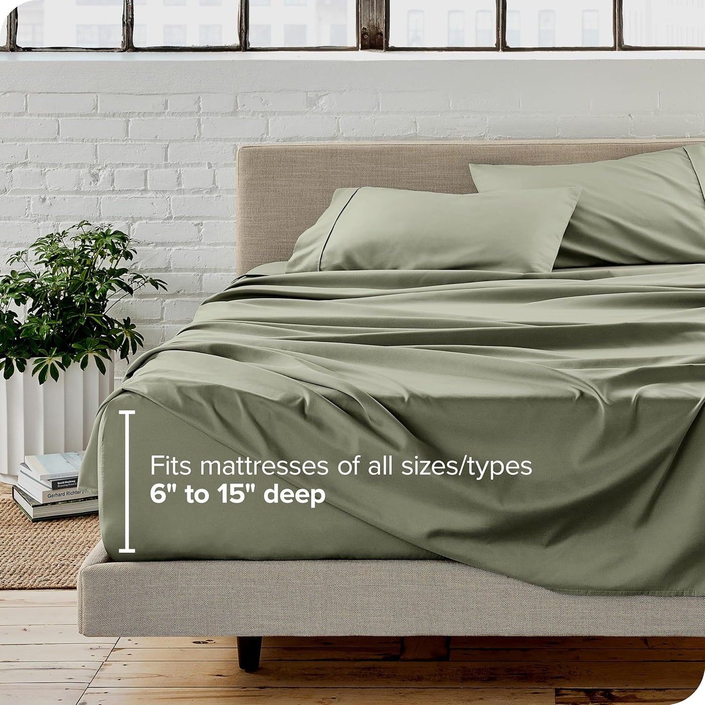 Bare Home Ultra-Soft Split Cal King Sheet Set - Luxury 1800 - Hydro-Brushed - Deep Pockets - Easy Fit - 4 Piece Set - Bedding Sheets & Pillowcases (Split California King, Sage)