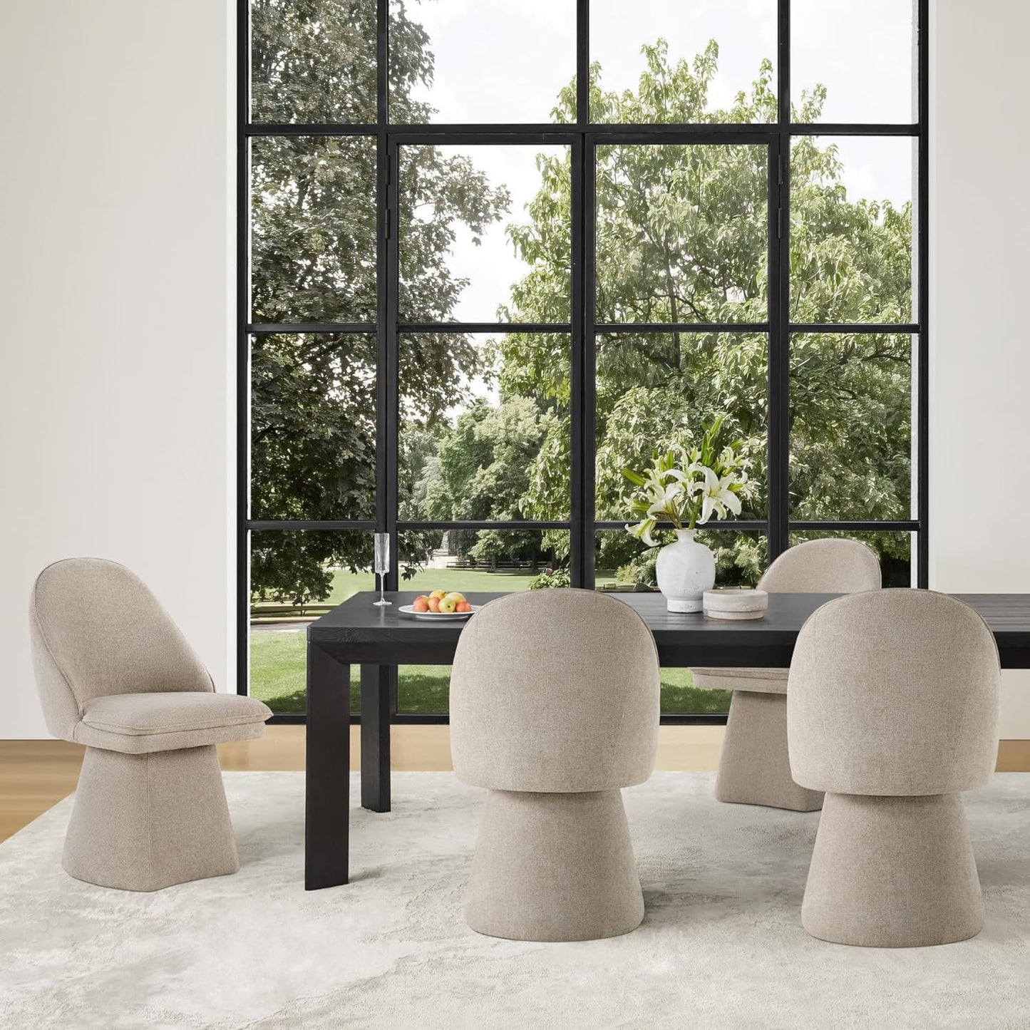 Swivel Dining Chairs Modern Desk Chair Upholstered Linen Fabric Side Chair for Kitchen Dining Room Bedroom,Khaki,4 Box