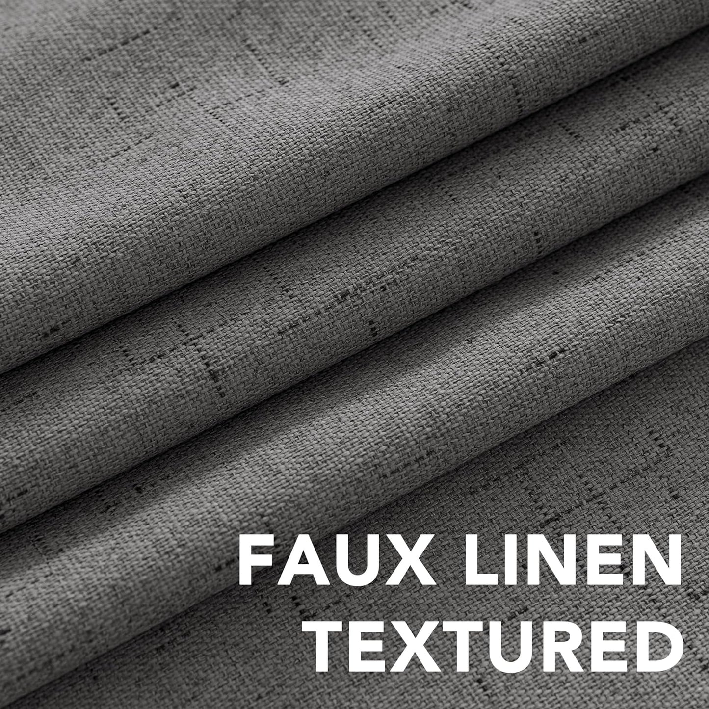 H.VERSAILTEX Linen Blackout Curtains 96 Inches Long 100% Absolutely Blackout Thermal Insulated Textured Linen Look Curtain Draperies Anti-Rust Grommet, Energy Saving with White Liner, 2 Panels, Grey
