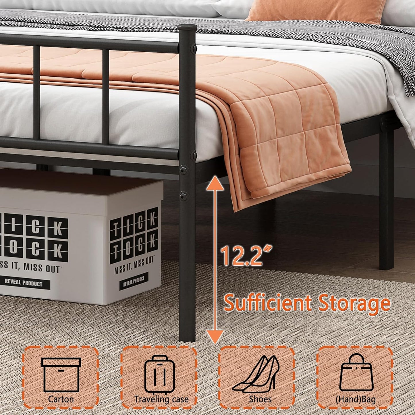 Full Bed Frame-Classic Metal Platform Bed Frame,Mattress Foundation with Steel Slat Support,Under Foundation Storage,No Box Spring Needed, Easy Assembly, Full Size