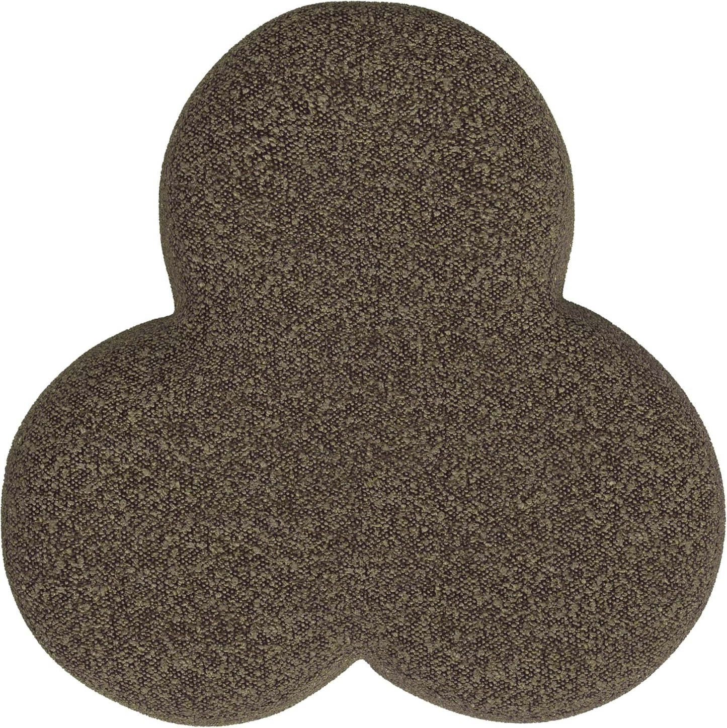 HomePop Upholstered Clover Shaped Ottoman (No Lid, Seat Only) Home Décor | Foot Rest Pouf – Dark Brown Boucle