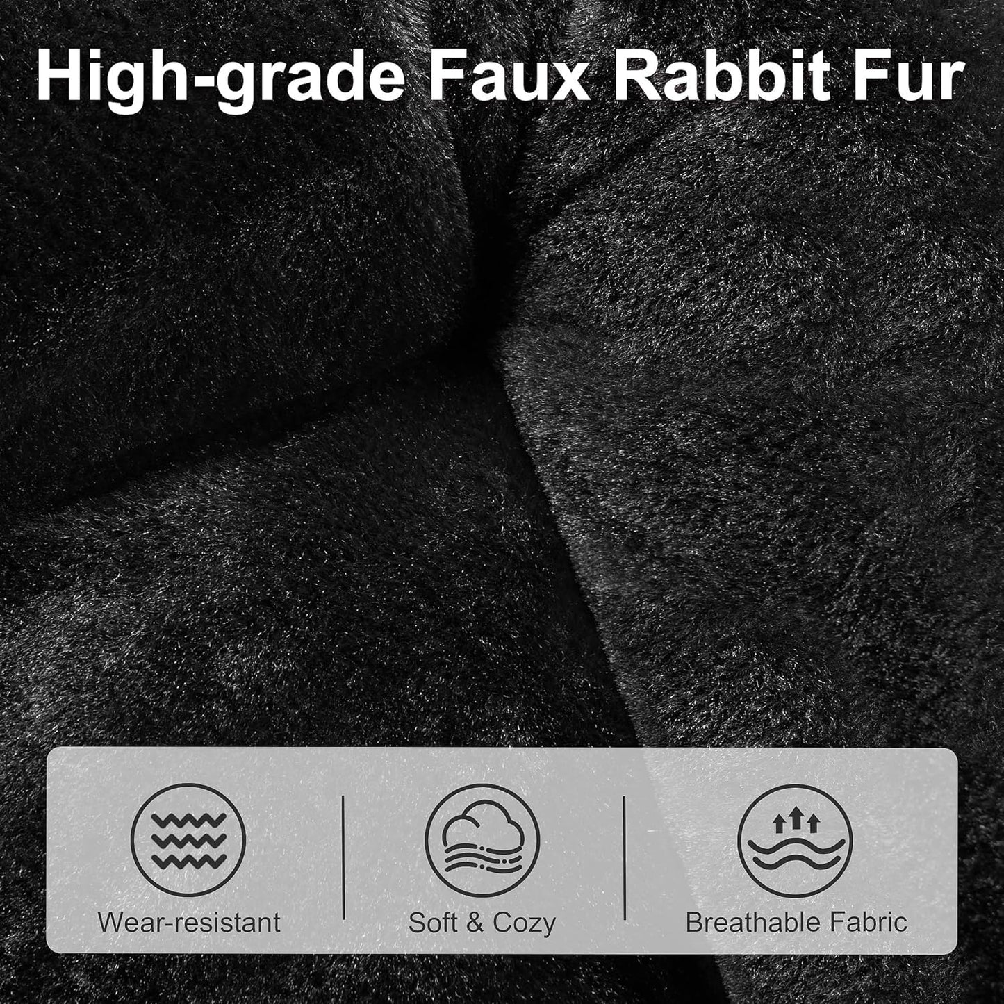 Comfy Saucer Chair for Adults, Foldable Living Room Chairs, Soft Faux Fur Lounge Chair for Bedroom, Reading Chairs, X-Large (Ottoman-Black)