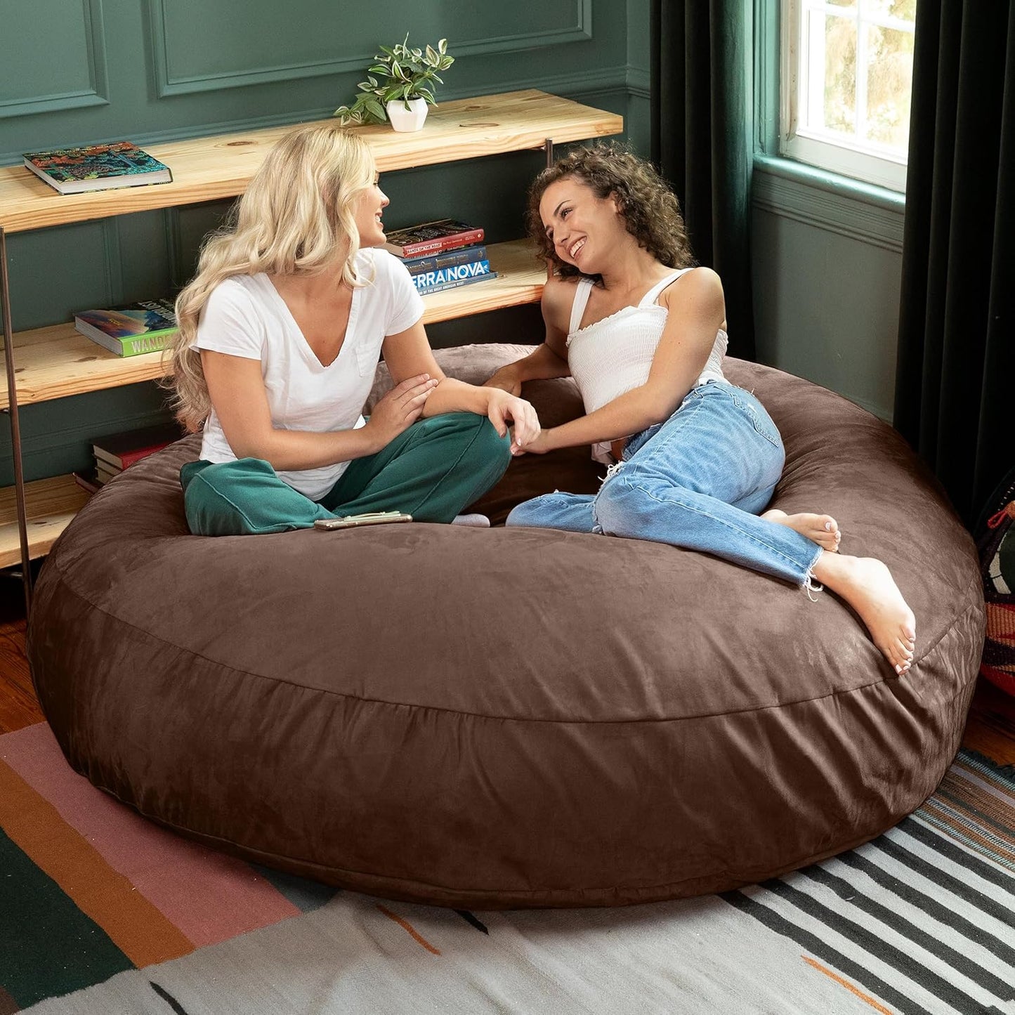 Jaxx 6 Foot Cocoon - Large Bean Bag Chair for Adults, Microsuede Chocolate