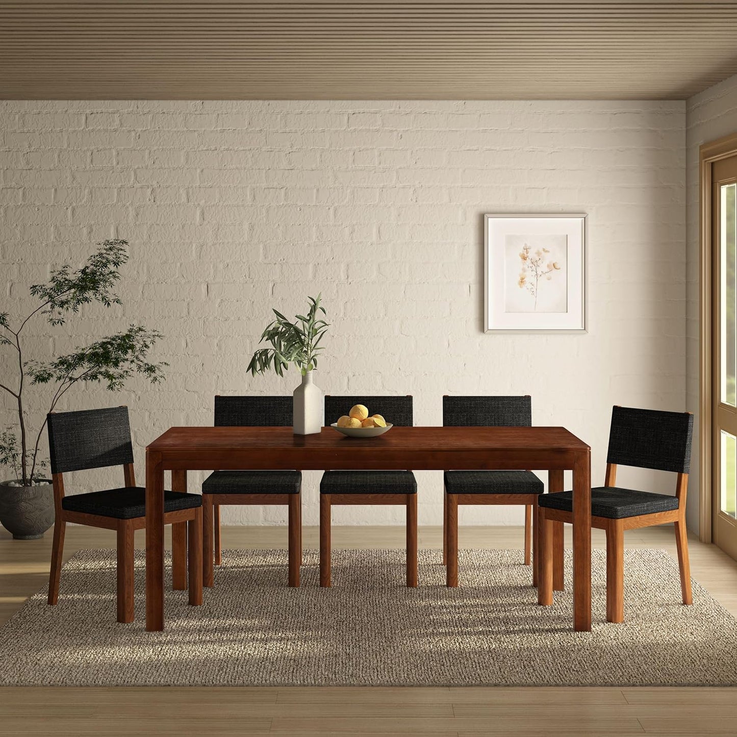 NTC Flow 71 Inch Modern Design, Rectangular Dinner Table for Dining Room, Living Room Furniture, Effortless Assembly, Dark Walnut