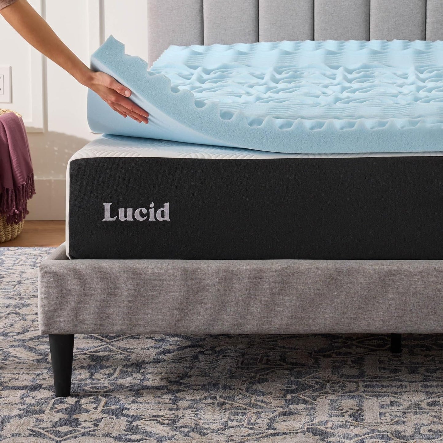 LUCID Gel Infused Memory Foam Mattress Topper – 3 Inch Mattress Topper – 5 Comfort Zones Relieve Pressure – CertiPUR-US Certified Foam - California King