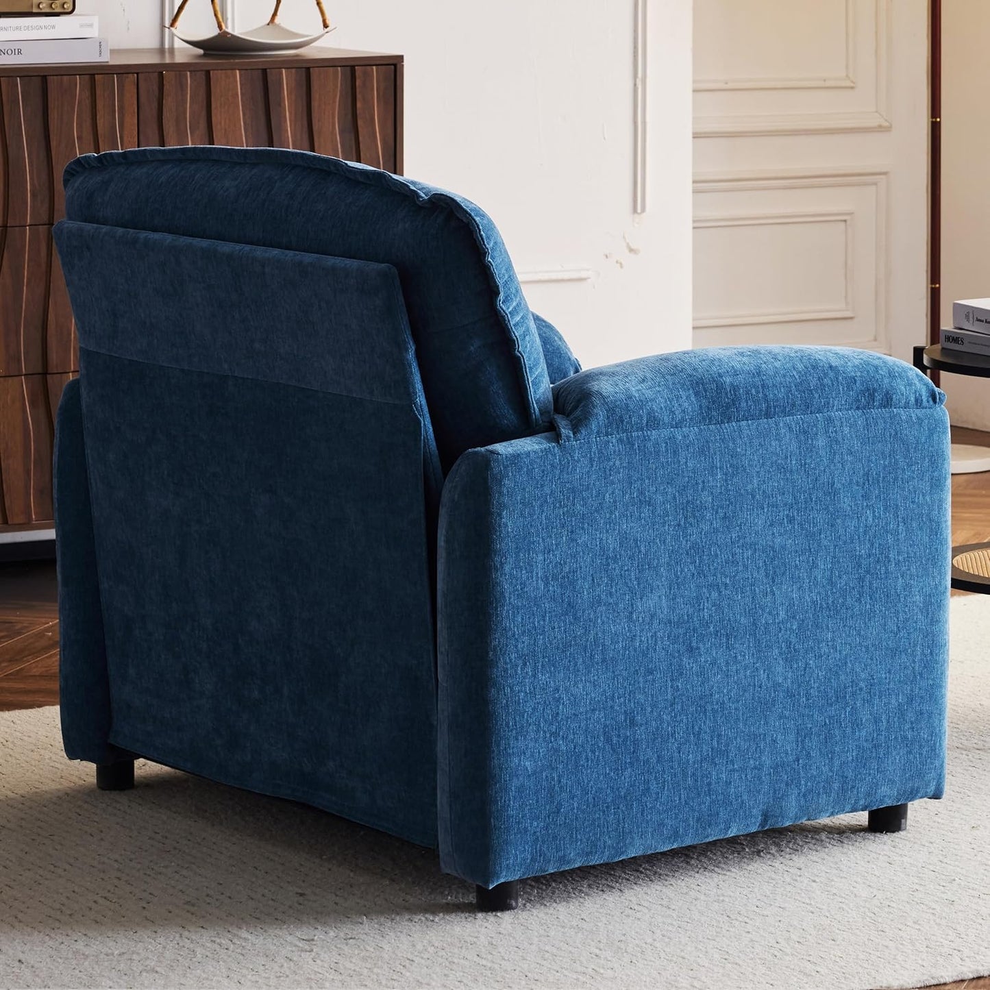 Ball & Cast 38" Oversized Chenille Lounge Chair,Reading Armchair with Thick Comfort Cushions,High Back Support & Wide Seat,Perfect Accent Chair for Modern Living Room,Bedroom,Blue