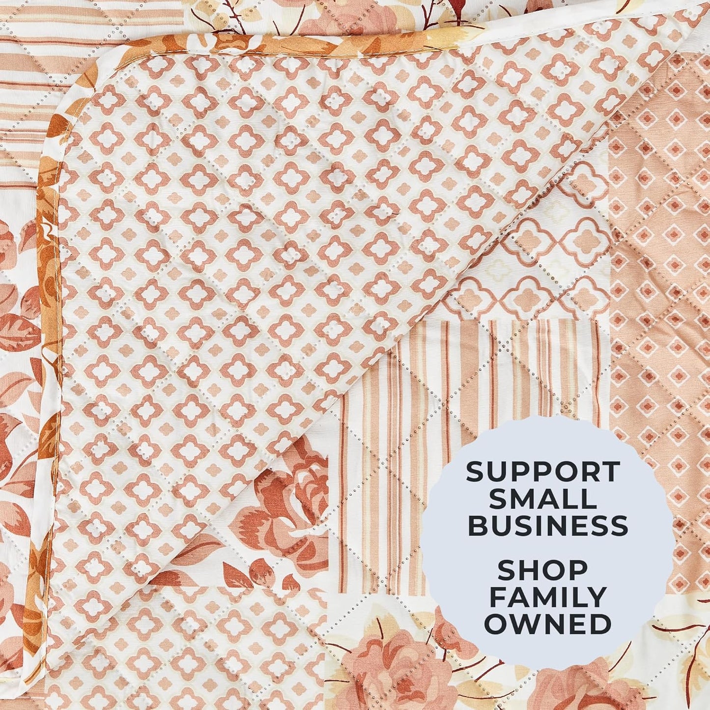 Reversible Patchwork Recliner Chair Cover - Washable Slipcover Furniture Protector with Elastic Straps - Couch Cover for Dogs, Kids, and Pets - Box-Stitched Detail (Recliner, Dusty Rose)