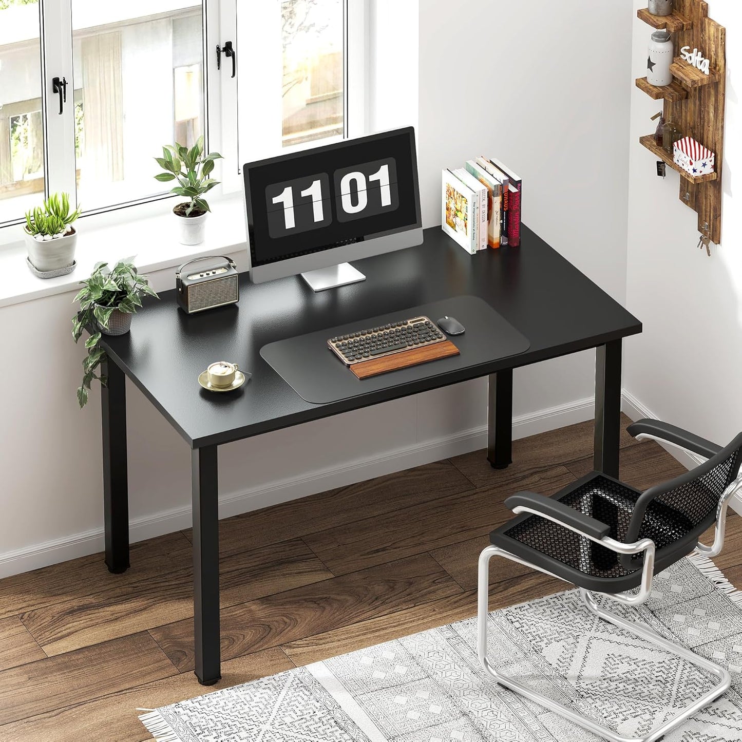 Need Small Computer Desk 39.4 inches Sturdy Writing Desk for Small Spaces, Small Desk Teens Desk Study Table Laptop Desk, Black