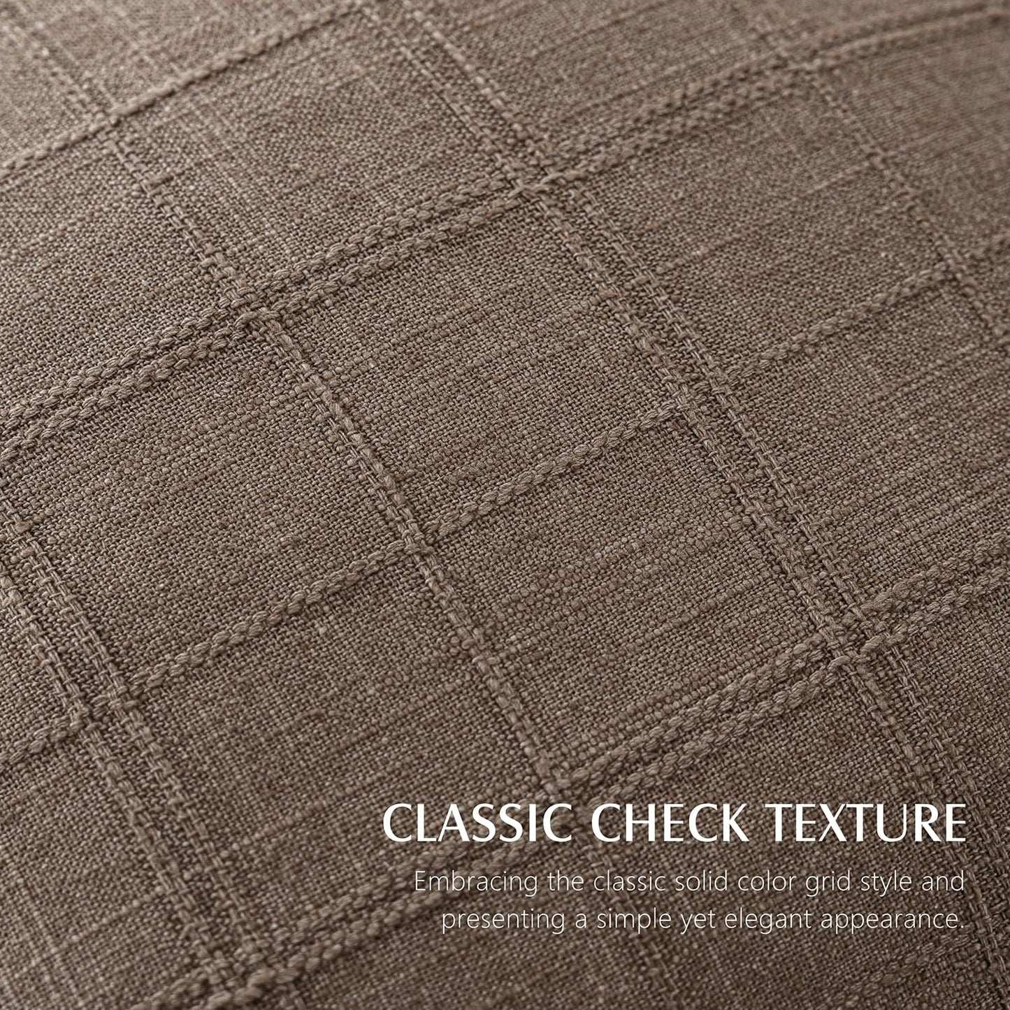 Foindtower Set of 2 Decorative Linen Check Throw Pillow Covers Neutral Farmhouse Vintage Cushion Covers Modern Boho Home Decor for Sofa Chair Couch Bedroom Living Room Outdoor,22×22 Inch,Taupe Grey