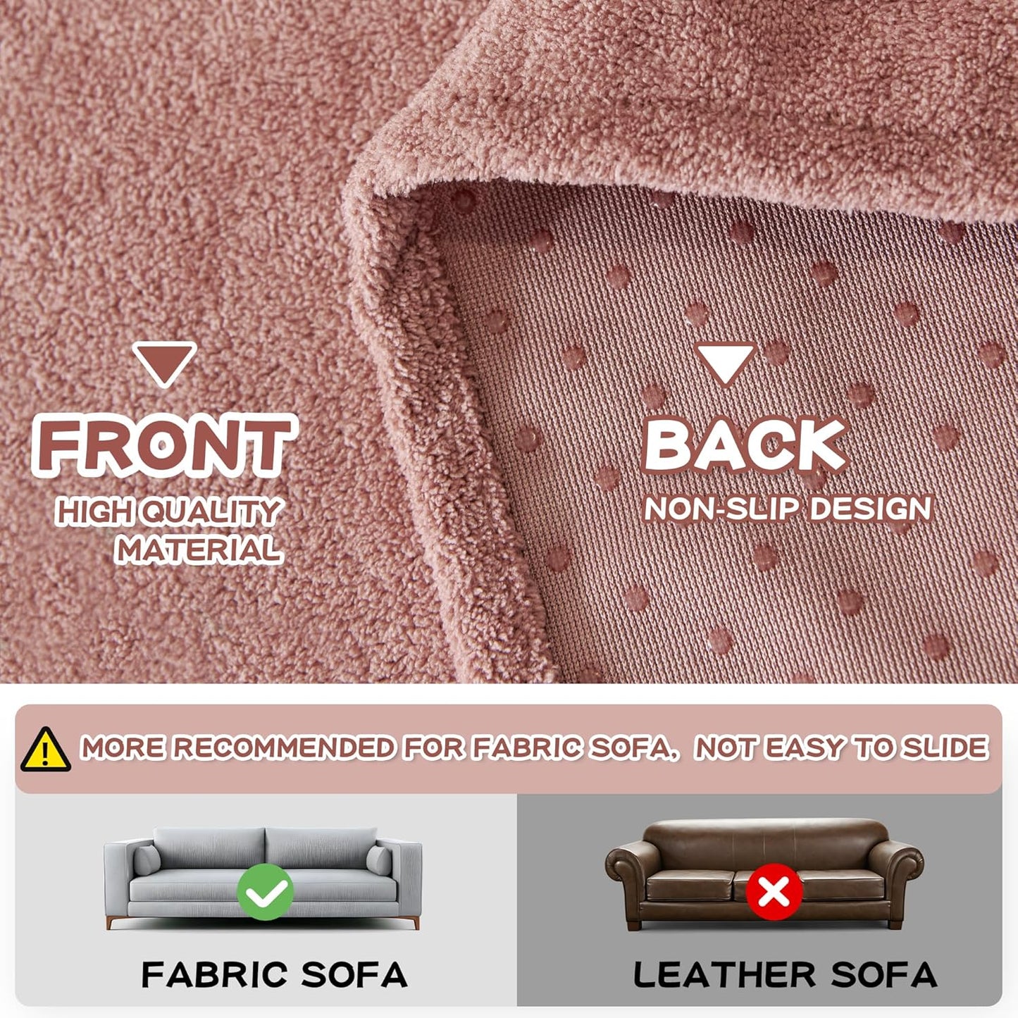 MYSKY HOME Pink Sofa Cover, Couch Covers for Pet Couch Cover Reclining Couch Covers Loveseat Covers for 3 Cushion Couch, Non Slip Thick Durable Sofa Covers for Furniture, 91" x 118"