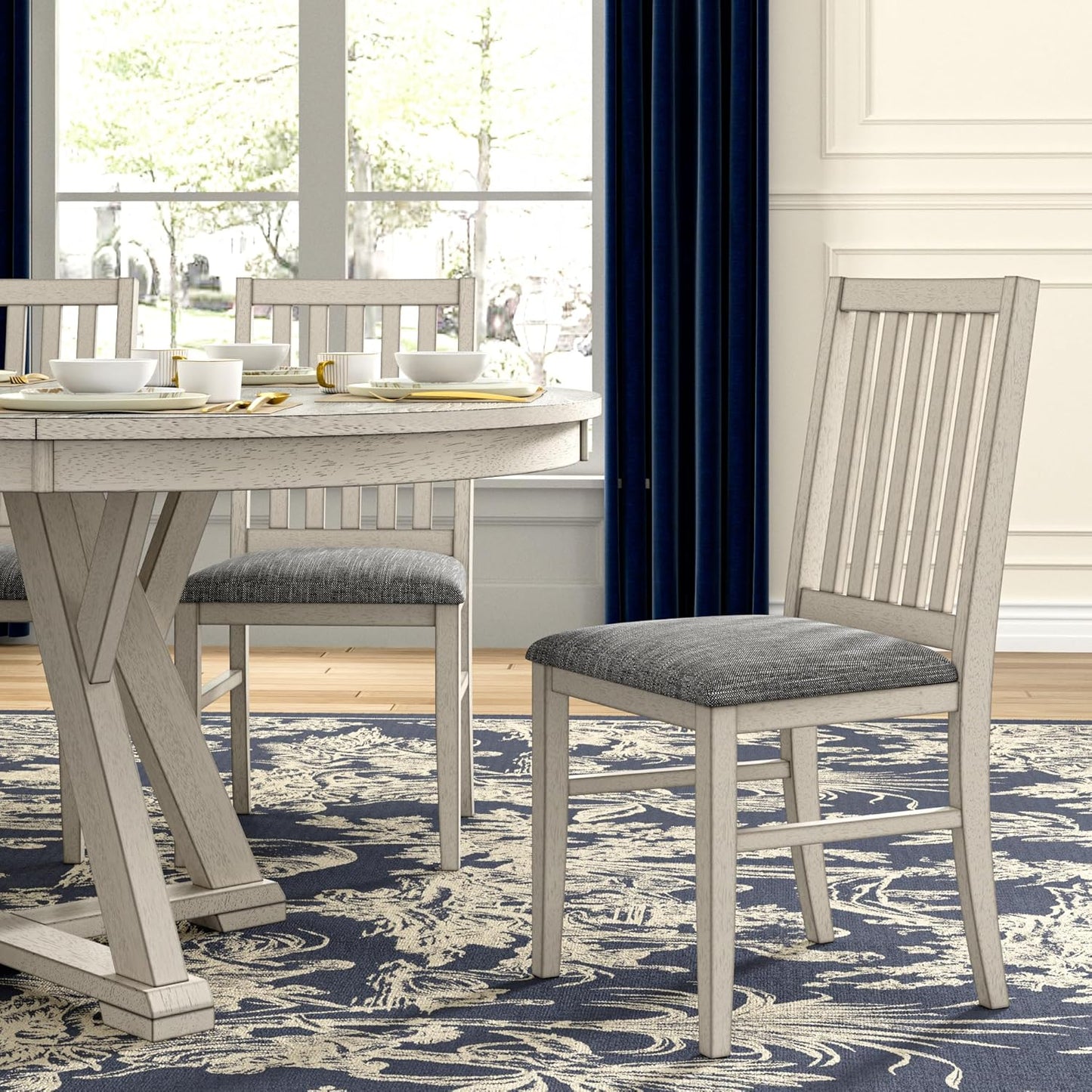 Solid Wood Dining Table, Part of Dining Table Set, Mix and Match Table & Chair Sold Separately for Dining Room, Kitchen, Grey