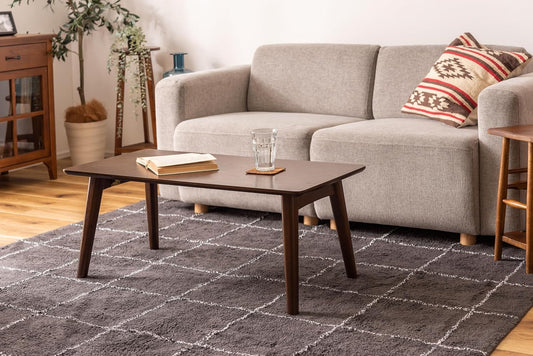 ROOM ESSENCE Folding Coffee Center Table, Size W35.5 x D17.7 x H14.2 Inches, Natural Oak Veneer Table Top, Dark Brown Color, NET-832BR