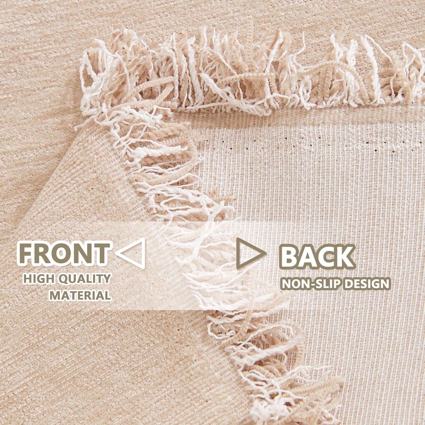 MYSKY HOME Khaki Sectional Sofa Covers Chenille Couch Cover for Dogs Solid Sofa Cover for 3 Cushion Couch Washable Couch Covers with Tassel Edge L Shape Sofa Throw Large Sofa Slipcover, 91" X134"