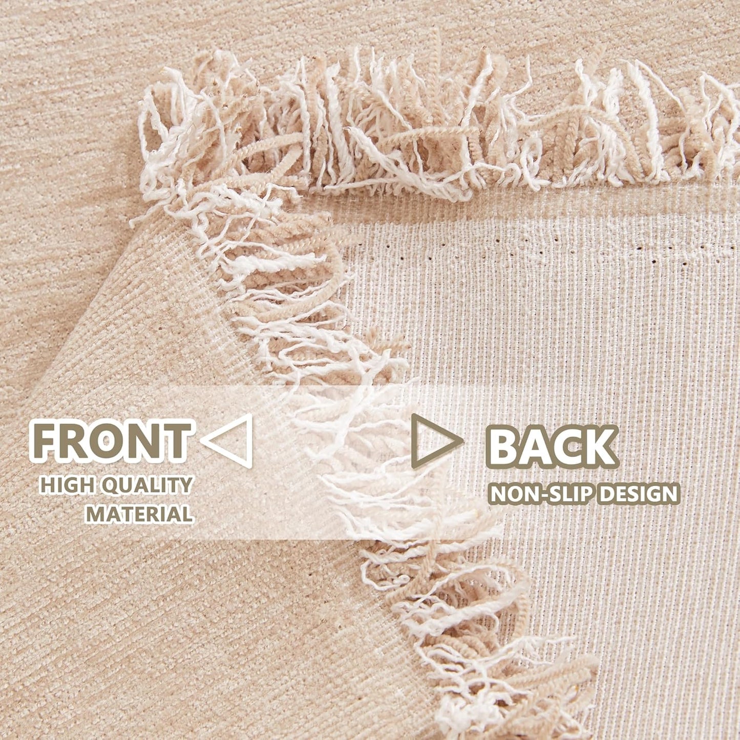 MYSKY HOME Khaki Sectional Sofa Covers Chenille Couch Cover for Dogs Solid Sofa Cover for 3 Cushion Couch Washable Couch Covers with Tassel Edge L Shape Sofa Throw Large Sofa Slipcover, 71" X134"