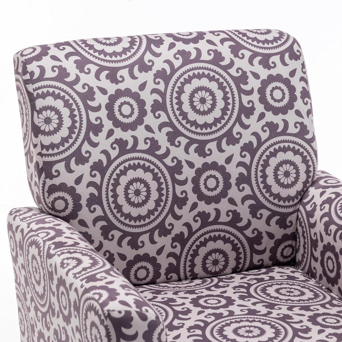 Container Furniture Direct Contemporary Accent Arm Chair with Birch Wood Frame and Velvet Upholstery, Armchair for Office and Living Room Decor, Removable Cushions, 02 Printed Fabric