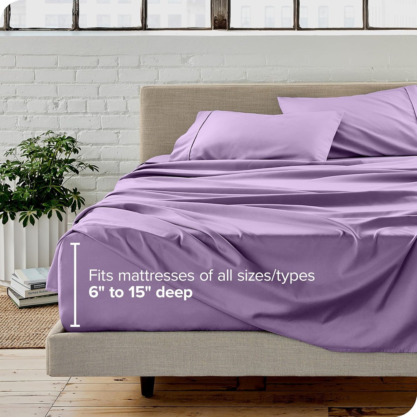 Bare Home Twin Sheet Set - 1800 Ultra-Soft Microfiber Twin Bed Sheets - Double Brushed - Deep Pockets - Easy Fit - Extra Soft - 3 Piece Set - Bedding Sheets & Pillowcases (Twin, Lavender)