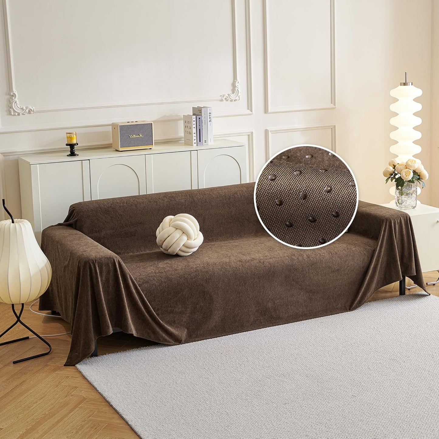 MYSKY HOME Sofa Covers Washable, Couch Covers for 3 Cushion Couch Sofa Pet Friendly Dog Couch Cover Furniture Protector Cover, Non Slip Sofa Cover, 71"x 150", Brown