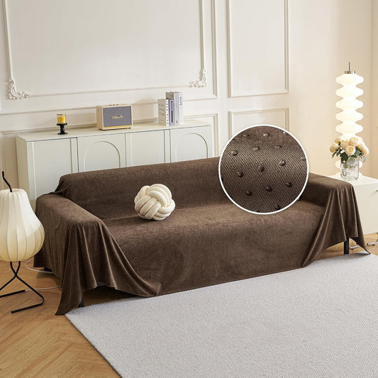 MYSKY HOME Couch Cover, Sofa Covers Washable, Sofa Slipcovers for 3 Cushion Couch Sofa, Pet Friendly Dog Couch Cover Furniture Protector Cover Non Slip Cover, 71"x 134", Brown