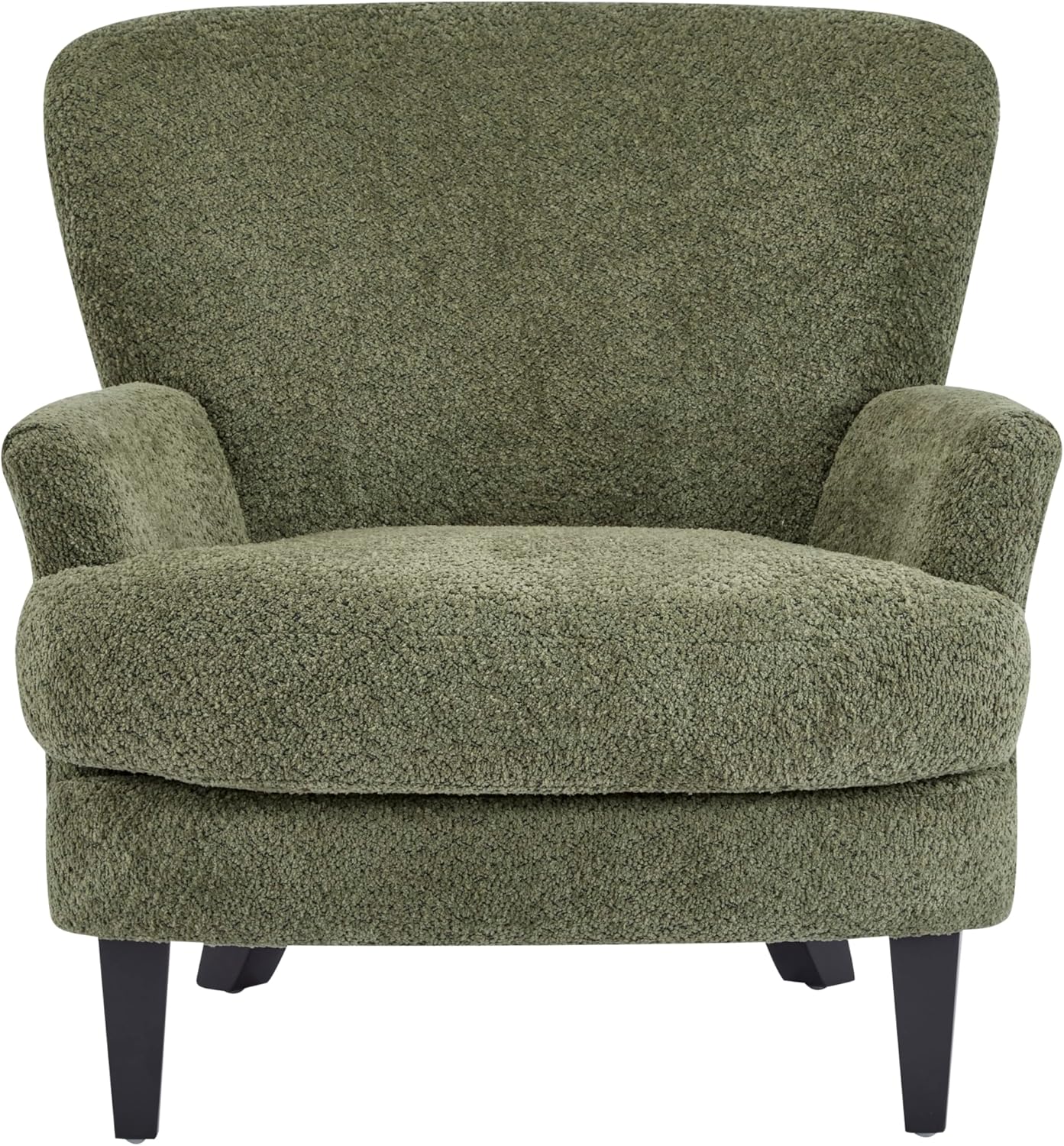 Christopher Knight Home Colby Boucle Upholstered Club Chair, Living Room Accent Chair, Wooden Frame, Flared Armrest, Plush Thick Cushion, Reading Lounge Chair, Space-Saving Furniture, Olive Green