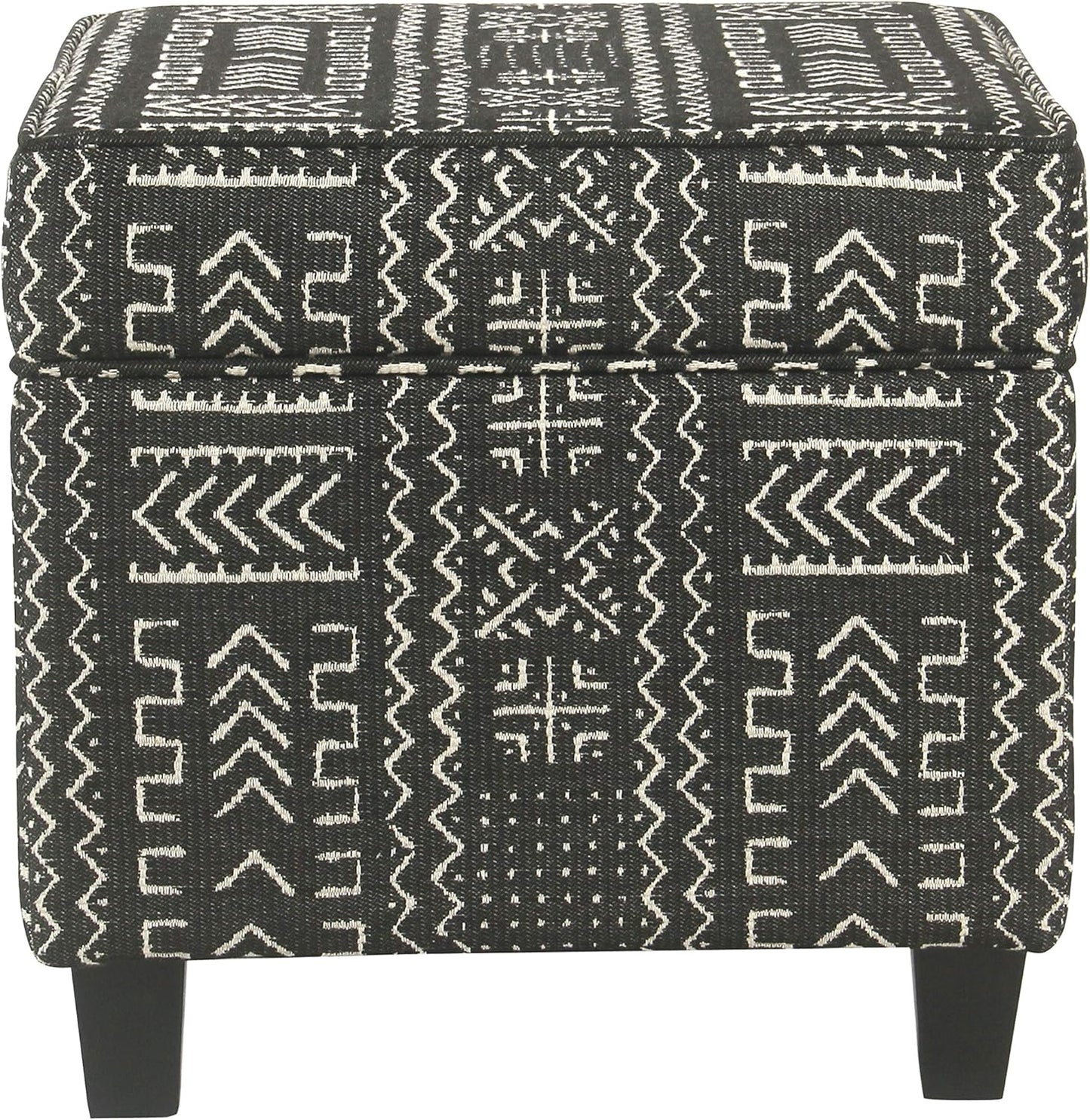 Homepop Home Decor | K7342-F2267 | Classic Square Storage Ottoman with Lift Off Lid | Ottoman with Storage for Living Room & Bedroom, Onyx, Large