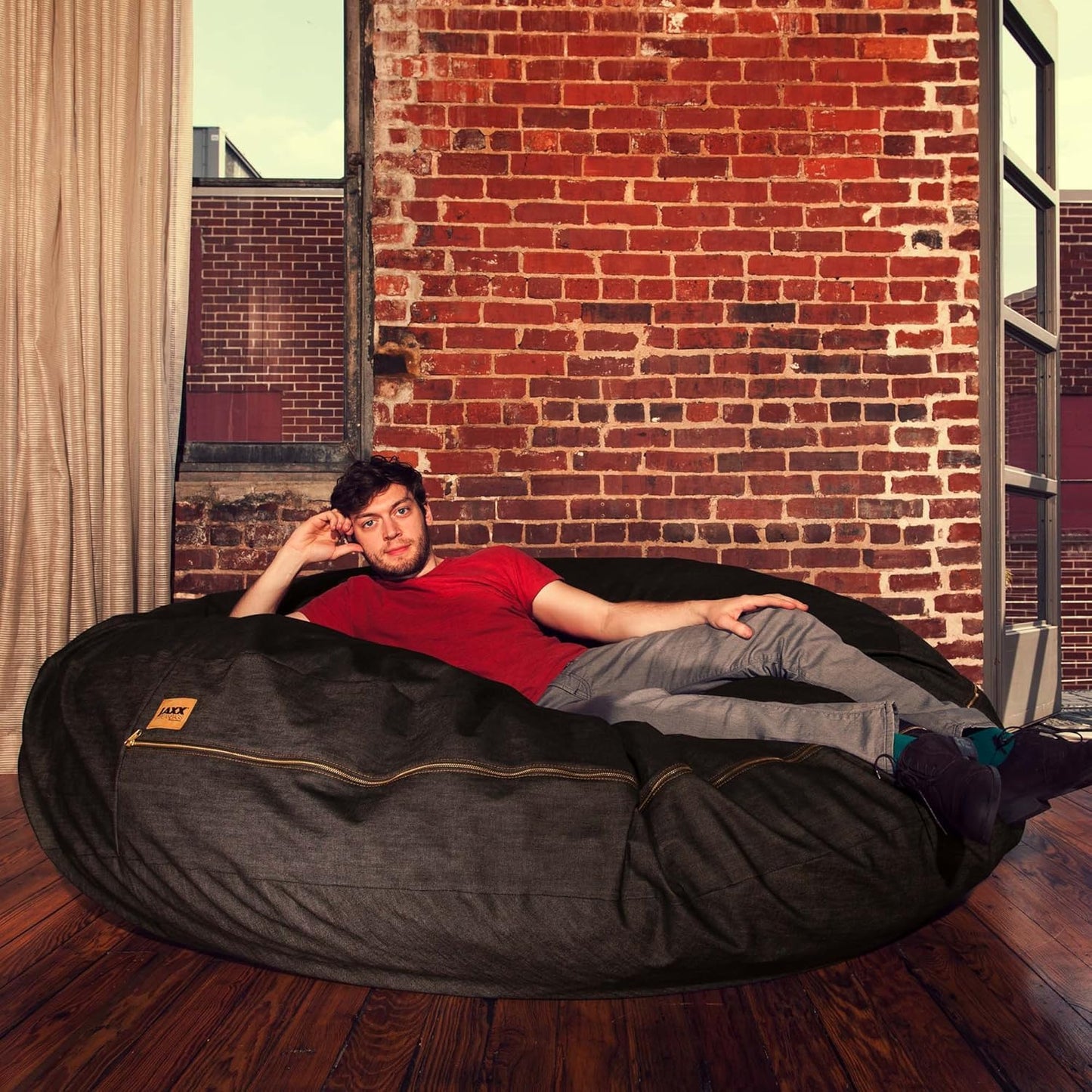 Jaxx 6 Foot Cocoon Large Bean Bag Chair for Adults, Dark Denim