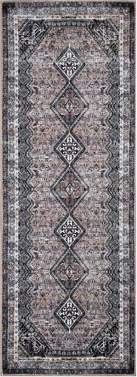 Keen Home Design 2x7 Rug - Machine Washable Runner Rug with Non-Slip Backing, Ideal for Hallway, Entryway, Kitchen, Laundry Room - Vintage, Easy Clean, Durable, Low Pile Rug - (2'6" x 7')