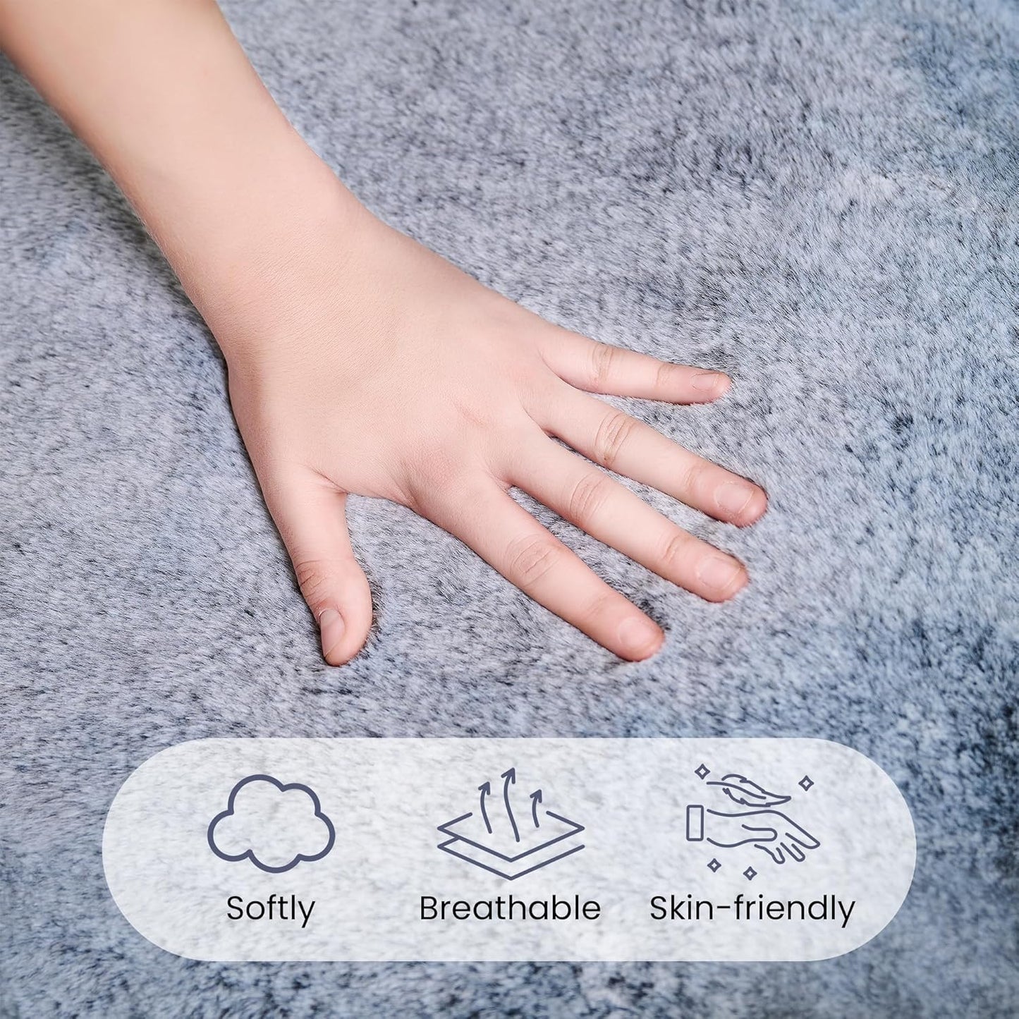 Bean Bag Chair with Filler, Faux Fur Comfy Chair with Petal Armrest Fluffy Lounge Chair for Bedroom, Living Room, Dorm, Game - Grey, Large, Low Support