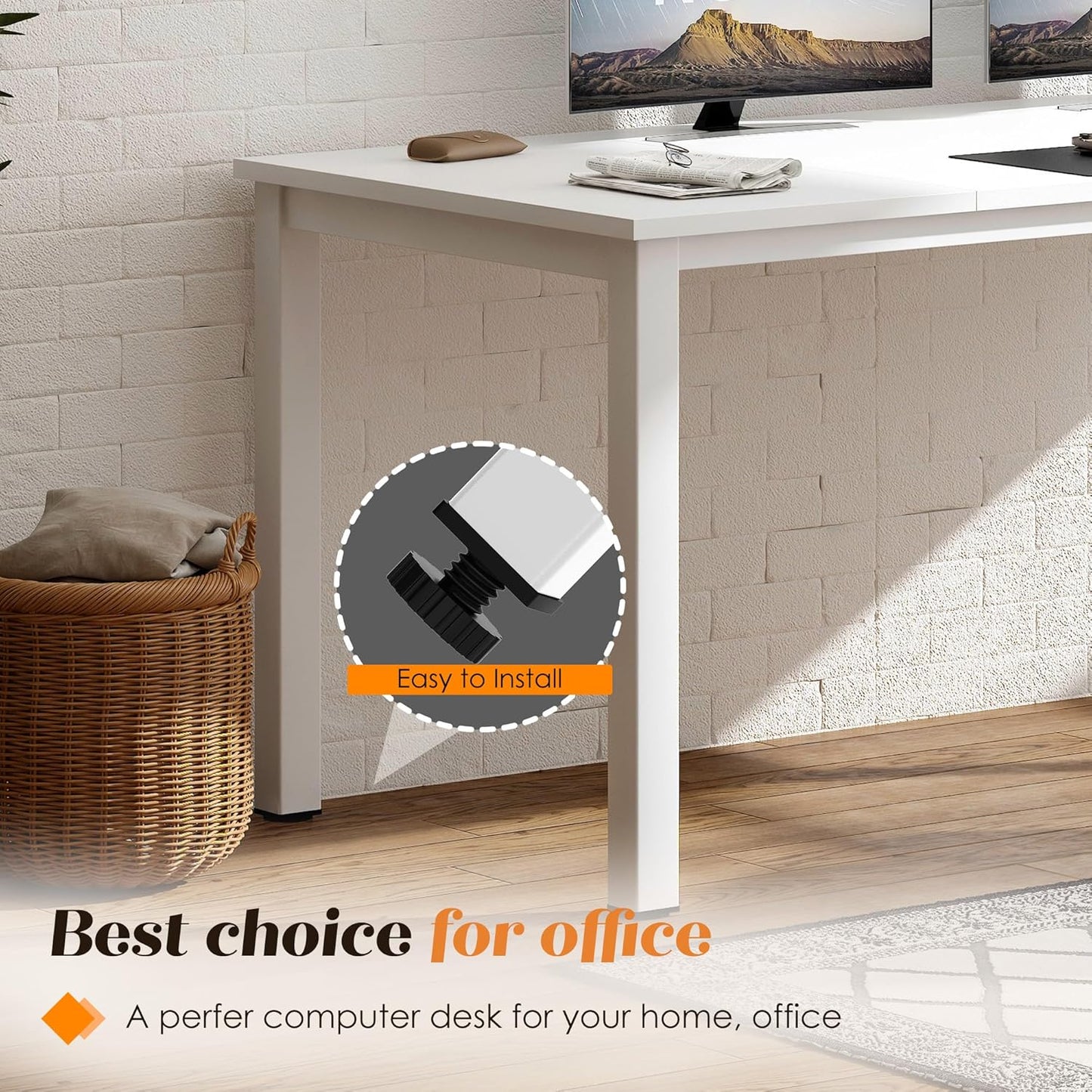 Need Large Computer Desk 70.8 x 31.5 inches Conference Table Large Office Desk Writing Table Workstation for Home Office,White ND-10FJGSAC3-180WW