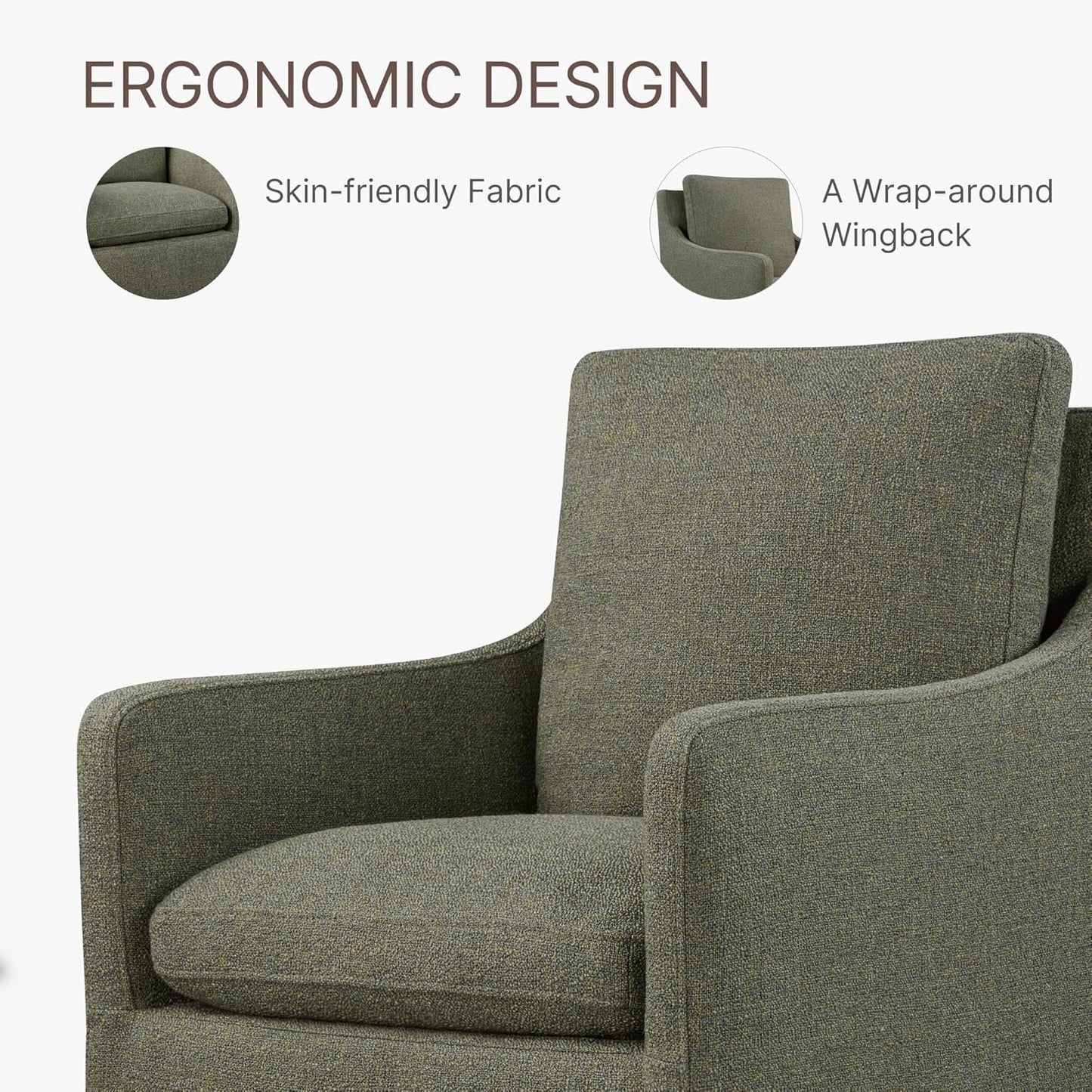 Upholstered Dining Chairs with Casters No Assembly Modern Accent Armchair with Rollers for Diningroom Bedroom Livingroom Reading Room,Green,2 Boxs