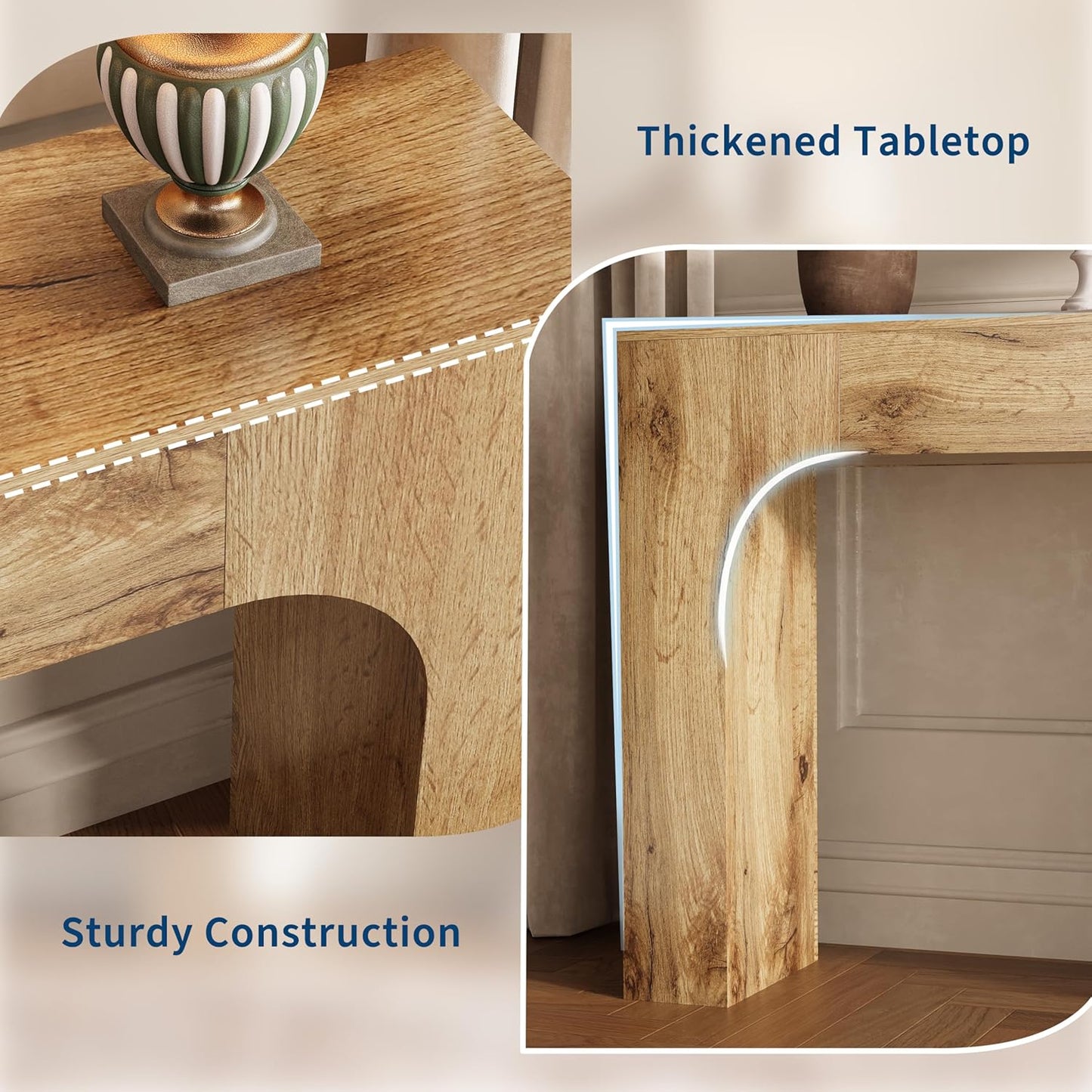 43 Inch Farmhouse Long Console Table, Wooden Sofa Table for Behind Couch, Entryway Furniture for Living Room or Hallway, Foyer Accent in Cracked Oak