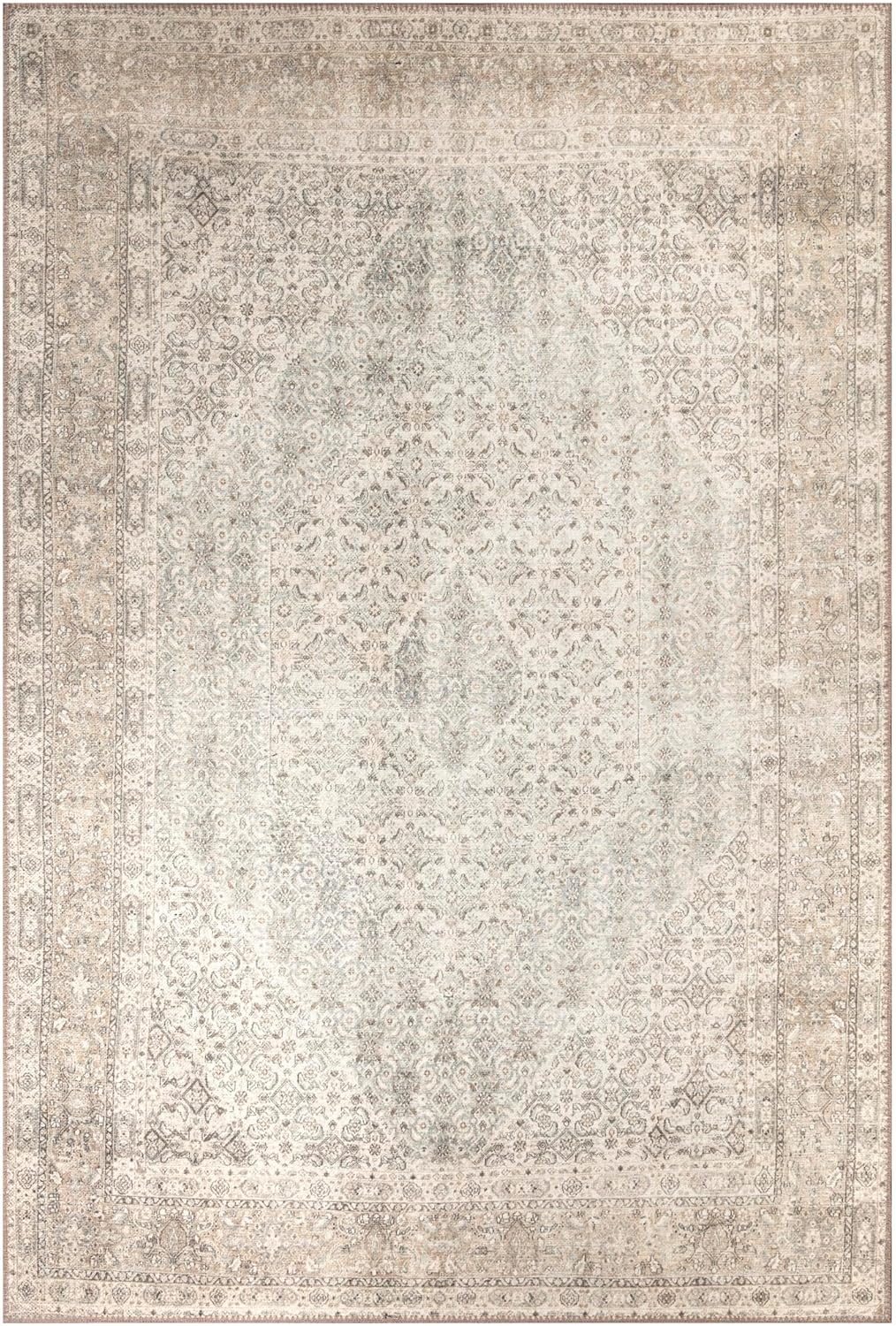 Keen Home Design 5x7 Rug - Machine Washable Area Rug with Non-Slip Backing, Ideal for Living Room, Dining Room, Bedroom - Vintage, Easy Clean, Durable, Low Pile Rug - (5' x 7')