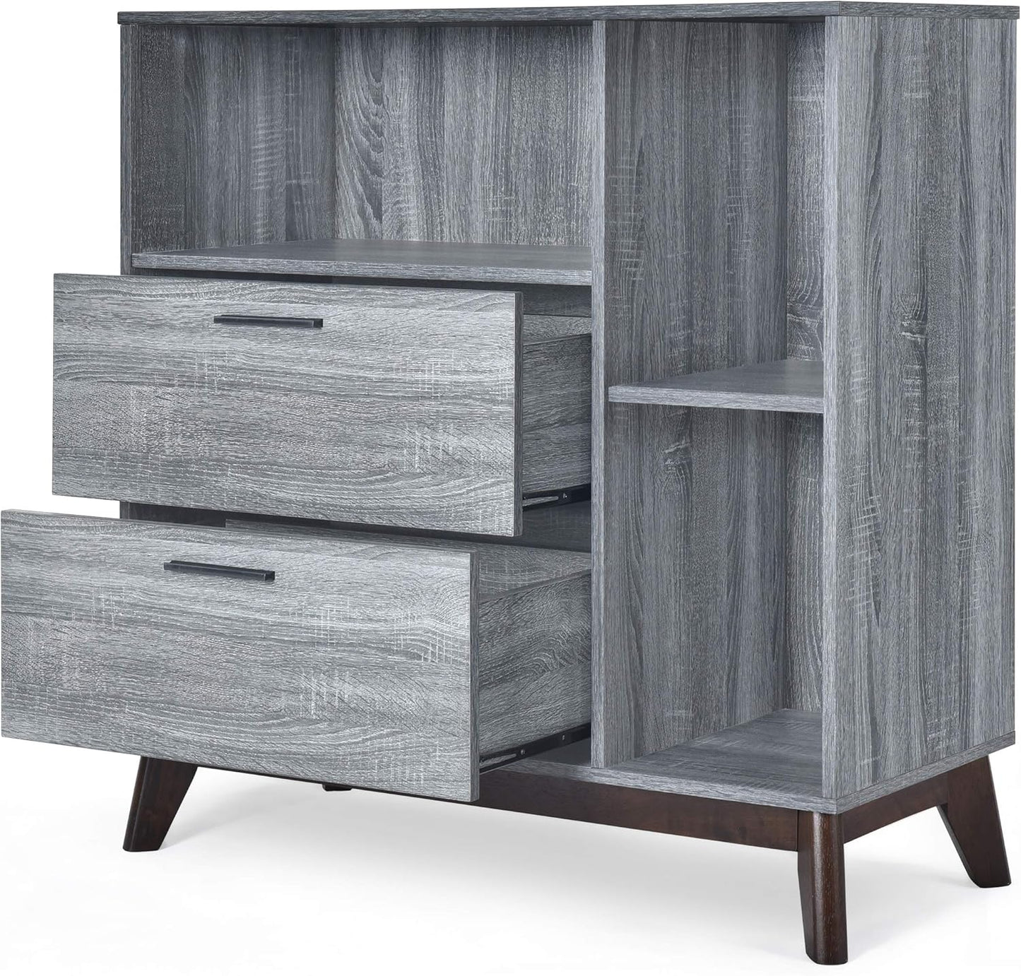 Merax Sideboard Buffet Accent Storage Cabinet with Two Drawers for Living Room, Entryway, Kitchen or Hallway, Grey