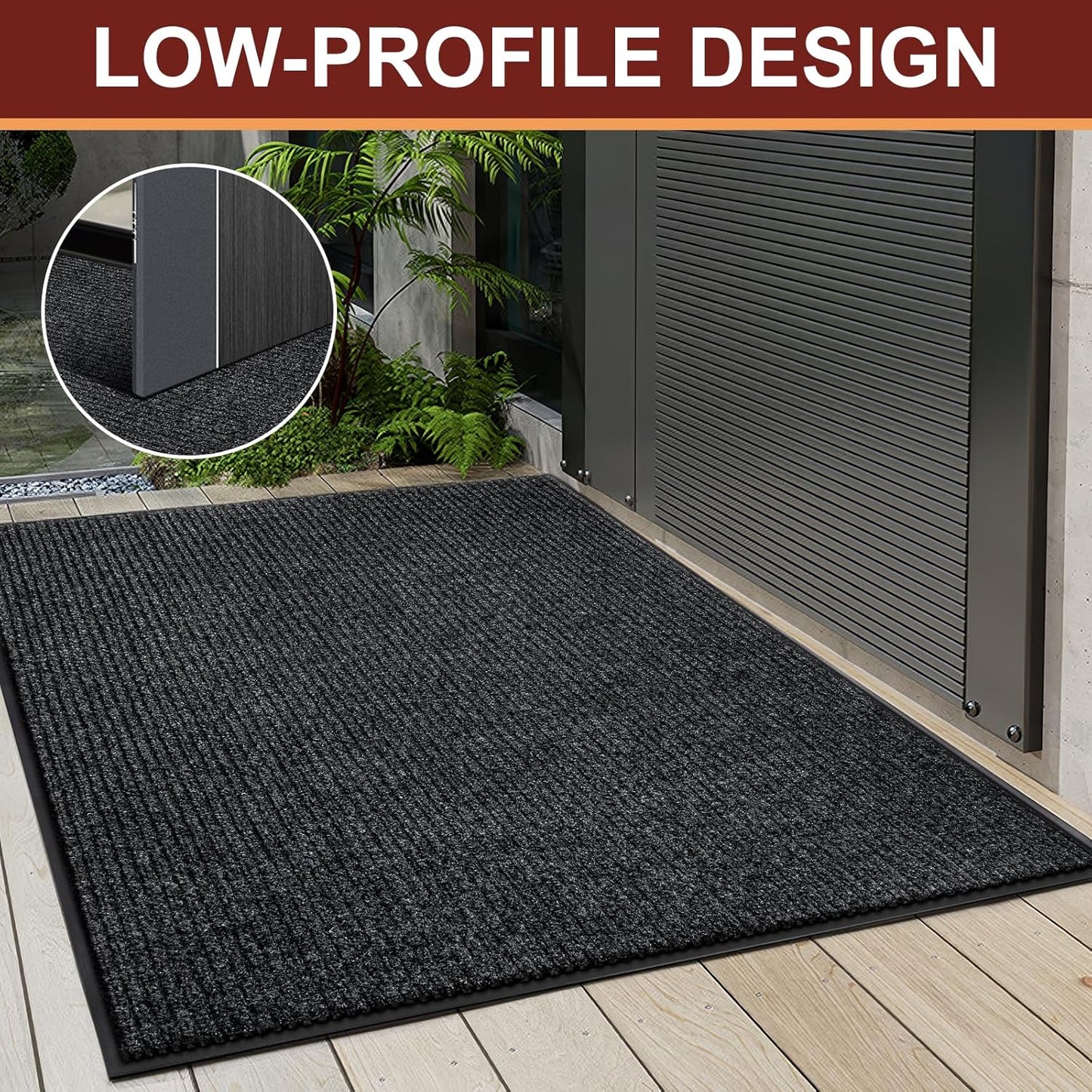 Vicwe Indoor Outdoor Door Mat, 3'x10' Heavy Duty Front Door Mat, Non-Slip Washable Doormats Entrance Mats, Dirt Resistant and Absorbent Doormat, Commercial Outdoor Entrance Floor Mat for Home Office