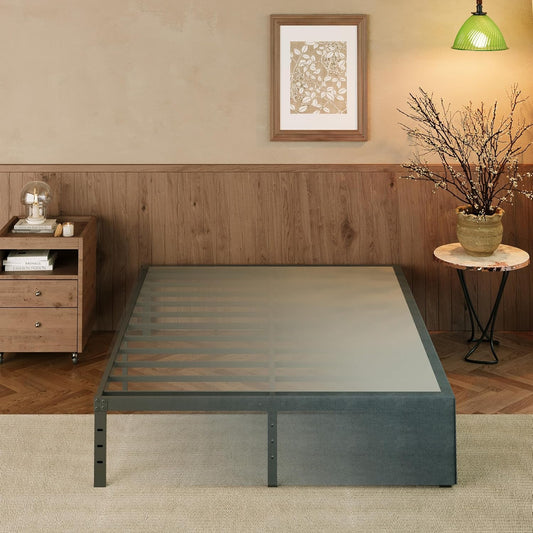 EMODA 14 Inch King Bed Frame with Fabric Cover, Heavy Duty Metal King Platform Bed Frame No Box Spring Needed, Noise Free, Easy Assembly