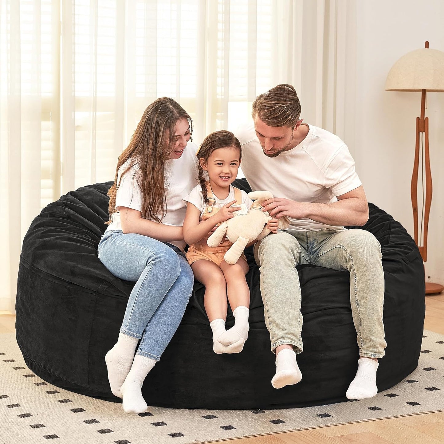 HABUTWAY Bean Bag Chair: Giant 6' Memory Foam Furniture Bean Bag Chair with Microfiber Cover - 6Ft,Black