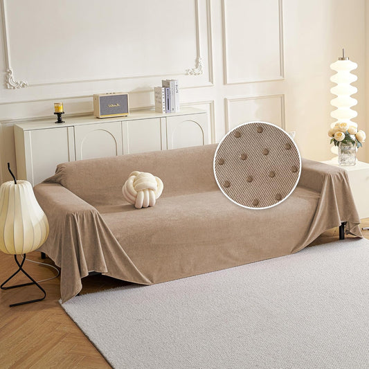MYSKY HOME Couch Cover Sofa Covers for 3 Cushion Couch, Dog Couch Covers Protector for Sectional Sofa, Non Slip Soft Sofa Slipcover Modern Furniture Protector for Pet, 91" x 134", Khaki
