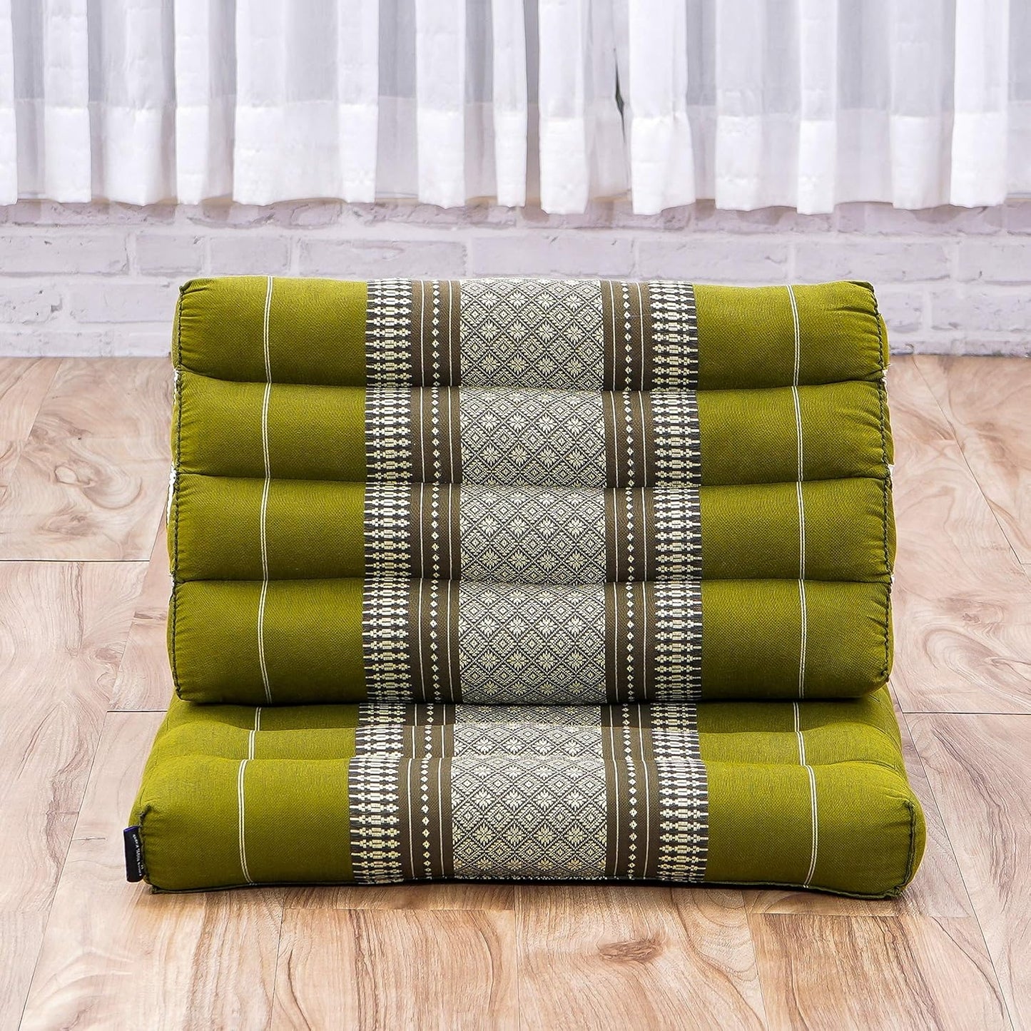 Leewadee 1-Fold Mat with Triangle Cushion – Comfortable TV Pillow, Foldable Mattress with Cushion Made of Kapok, 30 x 20 inches, Green