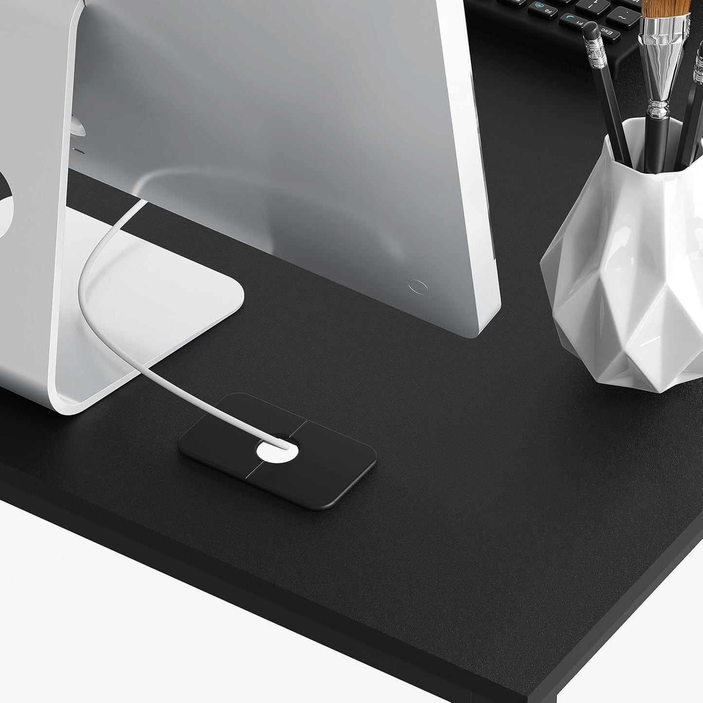 SHW Mission 55 x 60 Inches L-Shape Home Office Computer Desk, Black