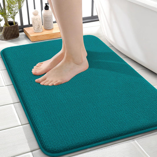 OLANLY Thick Memory Foam Bath Mat Rug 24x16, Extra Soft Absorbent Bathroom Rug, Quick Dry Bath Mats, Non-Slip, Machine Washable Carpet for Bathroom, Tub and Shower, Home Decor Accessories, Deep Lake